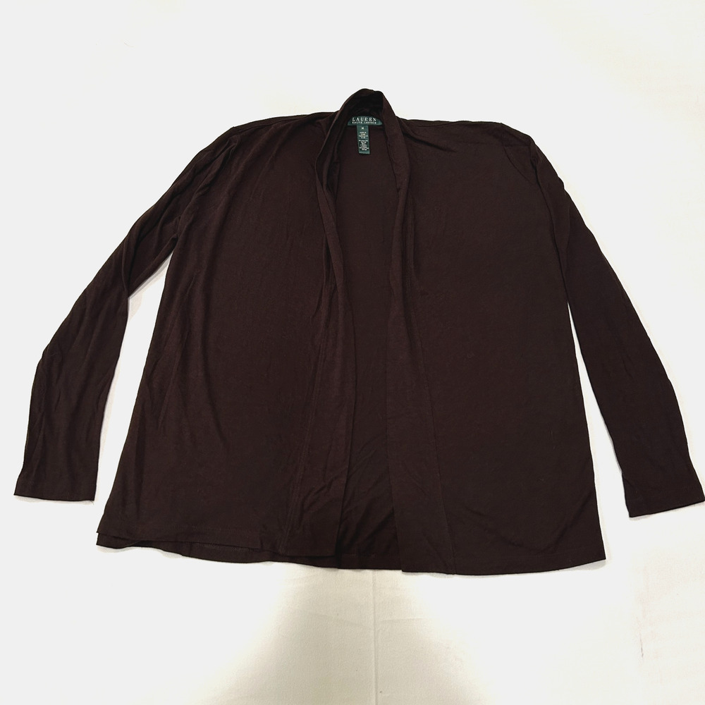 Ralph Lauren Women’s Chocolate Brown Open Front Cardigan Size: M.